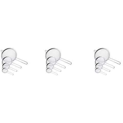 U.S. Kitchen Supply - Set of 4 Premium Quality Fine Mesh Stainless Steel Strainers - 3", 4", 5.5" and 8" Sizes - Sift, Strain, Drain and Rinse Vegetables, Pastas & Tea (Pack of 3) Cover