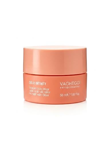 Vagheggi Delay Infinity Crema Notte Age Proof 50ml, Crema Viso Notte Nutriente con Acmella Oleracea e Acido Ialuronico, Made in Italy