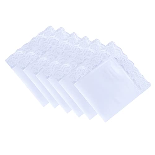 Lace White 100% Cotton Handkerchiefs Hankies for Women Wedding Gift White 6Pieces Lace White 100% Cotton Handkerchiefs Hankies for Women Wedding Gift White 6Pieces