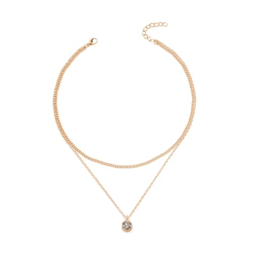 Galenecx Collares de Oro para Mujeres, Vintage Rhinestone Colgante Collar, Gargantilla Fina, Ajustable con Cadenas, Joyas Para Las Mujere, para Mujer Cadena Bisutería para Mujeres y Niñas