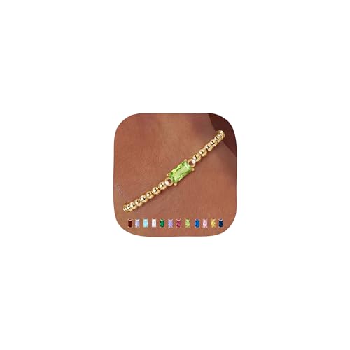 QILMILY August Birthstone Bracelets for Women - 14K Gold Plated Bead Bracelets for Women Gold Trend Jewelry Friendship Birthday Gifts