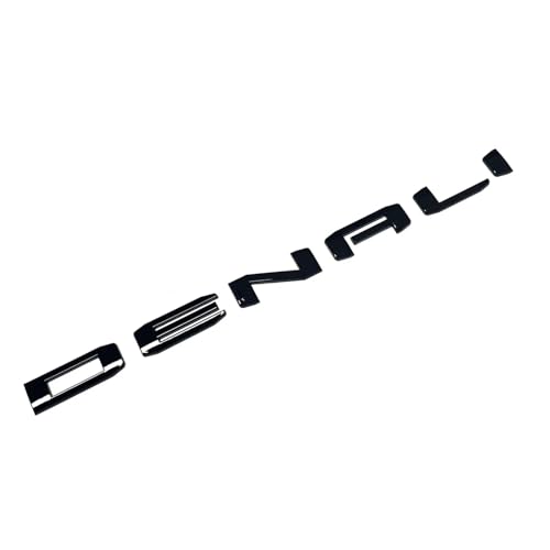 Image of 3 Pcs Denali Emblem Badge for 2019-2026 Sierra and Yukon Letters Emblems Gloss Black - Door Tailgate 1500 HD, 2500 HD, 3500 HD AT4 Nameplate Badge Replacement for Sierra Denali