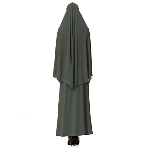 Women Formal Muslim Prayer Garment Sets Long Hijab Dress Abaya Afghanistan Islamic Clothing3