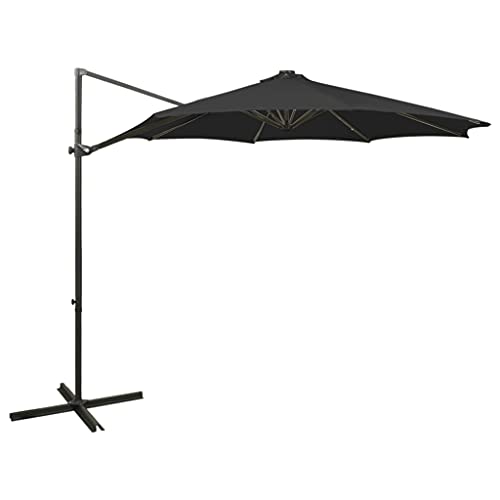 Nqyjm Sombrilla con iluminación LED, 300 cm, color negro, para balcón, jardín, terraza