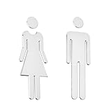 WC signe plaque de toilette pour salle de bain 1 Paire Panneau Signalétique Salle de Bain Homme Femme, Porte-Signe Sanitaire en Plastique ABS Noir Brossé, Étanche Durable Sans Perçage (20 cm)