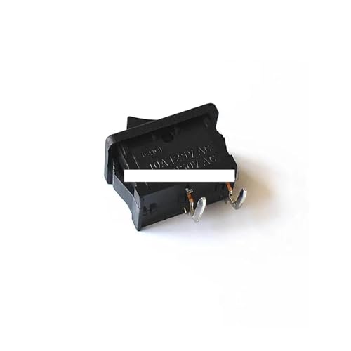 TKUONE Interruttore a pulsante nero da 10 pezzi 6A/250V 10A/125V KCD1 2 pin a destra con ago curvo, interruttore a bilanciere a scatto, on/off, 21 mm*15 mm, NERO