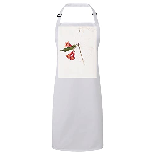 Tablier cuisine blanc fleurs rouges aquarelle idéal pour peindre et cuisiner