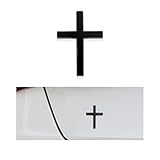 DXNQ Metal Jesus Christ Cross Badge Stickers, 2.5'×1.8' Alloy 3D Individual Car Cross Sticker, Self Adhesive Scratch Covering Cross Emblem Decal for Car Body Fender Tail (Black)