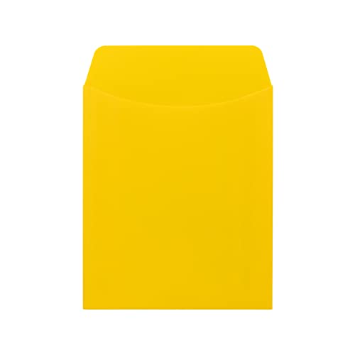 Hygloss 30 Library Card Pockets 3.5x5 Inch - Non-Adhesive Pocket Envelopes - Yellow - Classroom Envelope Pockets - Ideal for Organizing - Colorful Small Library Book Pocket
