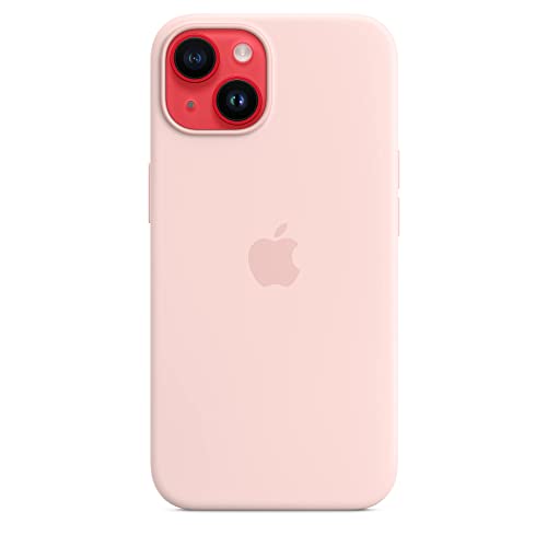 Image of Apple iPhone 14 Silicone Case with MagSafe - Chalk Pink