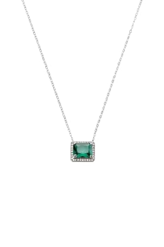 LIU-JO Collana in Acciaio Colore Silver con pendente con cristalli Colore Verde LJ2118 Marca, Estándar, Metallo, Nessuna pietra preziosa