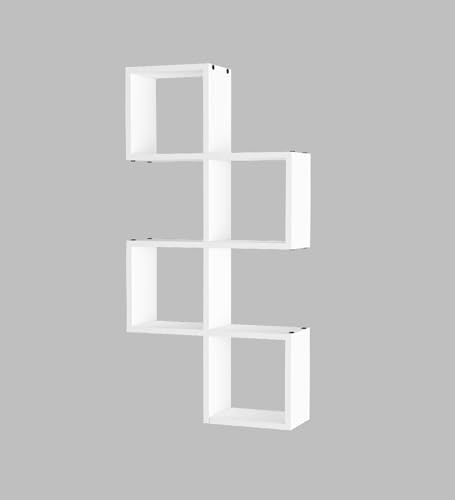Image of Aura Multipurpose Modular Wall Racks /Shelves /Organiser /Decor Particle Board Wall Shelf (Number of Shelves - 7, White)
