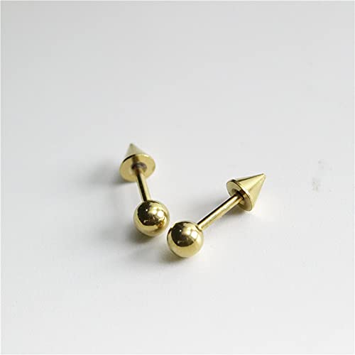 Minimalist Spike Stud Earrings for Women Girls Men Stainless Steel Cool Tiny Cartilage Helix Tragus 16g Screw Back Piercing Studs Hypoallergenic Sensitive Ears Birthday Jewelry Gifts Bff (Gold-Tone) by OIDIMS - Used condition - Image 2