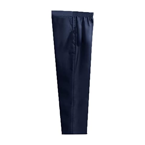 Ladies Casual Trousers Elasticated Waist Bands Women's Straight Formal Work Stretch Pull-on Pants with Side Pockets Inside Leg Size 27 inch in Four Shades Polyester (10W/27in, Navy) Cover