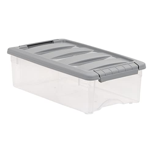 Amazon Basics 5 Quart Stackable Plastic Storage Bins With Latching Lids- Clear/ Grey- Pack Of 10 #TOP1