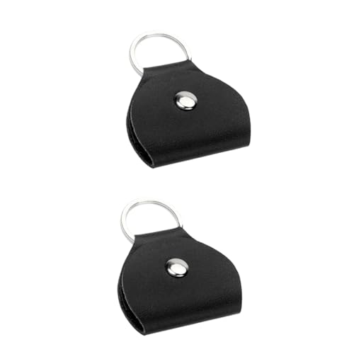 2 Pezzi Custodia Porta Plettro Per Chitarra Portachiavi Borsa Per pelle sintetica nero