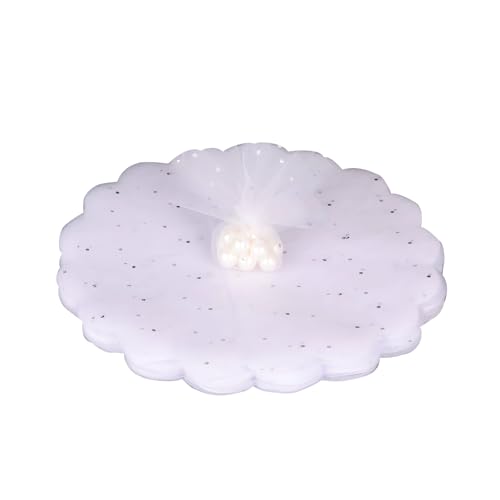 DHWEKU 60pcs tulle blanc sachet dragees tulle dragées boite dragees bapteme boite dragees mariage Voiles de Tulle Ronds Cristal pour Dragées Sachet de...