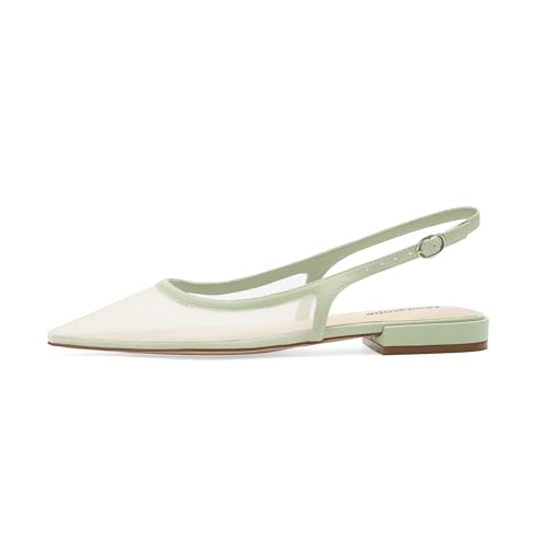Image of Modatope Slingback Flats for Women Pointed Toe Ballet Flats Classic Low Heel Sandals Dress Shoes