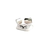 YZYSHHX Anillo de Plata de Ley S925, Anillo de Dedo índice exagerado Irregular con Hoja Femenina, joyería de Mano Abierta con Personalidad