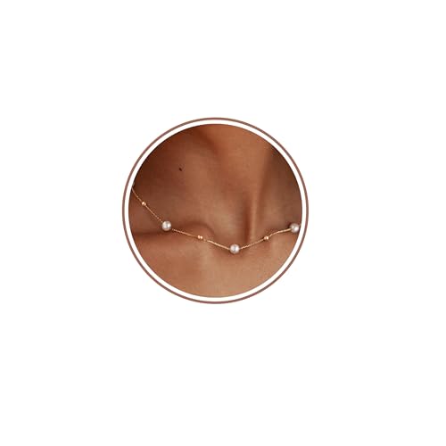 ZHESHY Collier Argent Perle Avec Fleurs Ras De Cou Multicouche Réglable Plaqué Or 14k Pour Femme - Cadeau Anniversaire Mariage Demoiselle D'honneur Bijoux