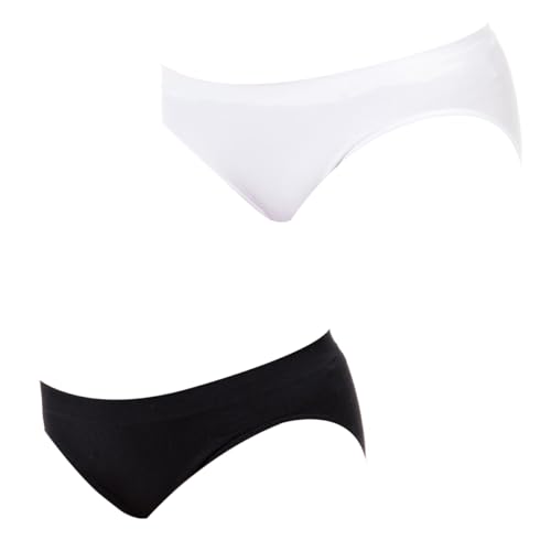 Unno DIM Basic Algodón Elástico Pack X2 Dim Basic Mutande, Bianco (Negro/Blanco 0ca), No Aplicable (Taglia Produttore: 36/38) (Pacco da 2) Donna