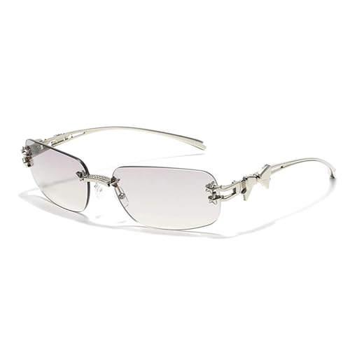 bullabulling Rectangle Y2k Sunglasses for Women Cute Rimless Clear Frameless Tinted Lens 2000S Trendy Shades Bow Glasses2