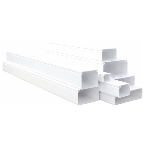 Canaleta 80x60 – 2 Metros – PVC Resistente – Gestión De Cables – Montaje Sencillo – Apto Para Instalaciones Eléctricas – Blanco