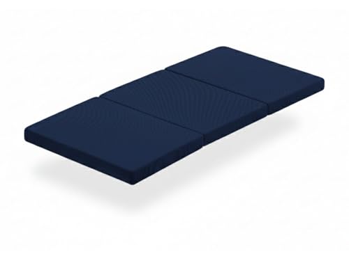 DREAMDI Colchón de Cuna de Viaje 120 X 60 cm – Plegable en 3 Piezas – Núcleo de Espuma HR 5 cm – Transpirable & Antibacteriano Azul