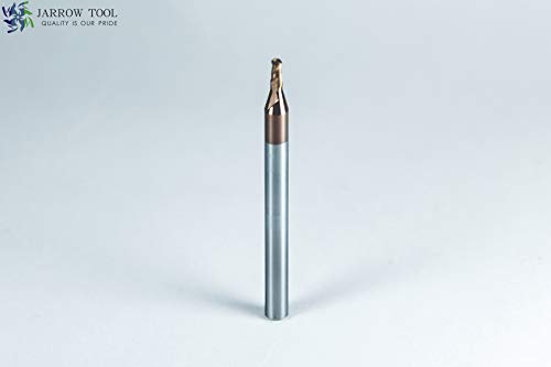 Image of Carbide Ball Nose End Mill for CNC Machine Milling Tools, for Alloy Steels /Hardened Metals - 2 Flute - 55HRC TiAlN Coated (5Pcs, 3 /32)