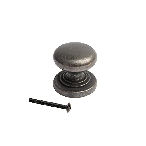 HARMAC HOUSE Vintage Cabinet Knobs 2 Pack Heavy Duty Antique Bronze Round Pull Handles, 32mm Diameter,Solid Kitchen Cupboard - Image 2