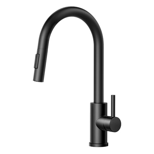 FORIOUS Grifo Cocina Extraible Negro, Grifo Cocina Fregadero con 2 Modos Giratorio a 360° Torneira Cozinha Monomando Flexible, Agua Frío y Calor Disponibles