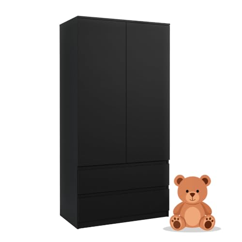 meble masztalerz Armarios para Bebe con 2 cajones Ancho 90 cm - Moderna Sapateira Muebles - Armario Infantil Noir 180x90x50cm