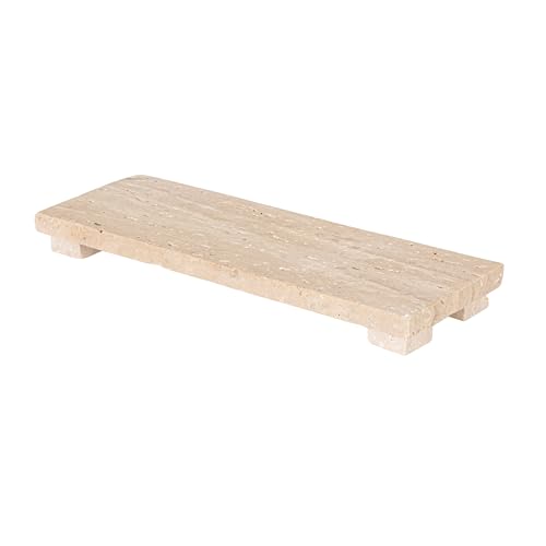 Creative Co-Op Scandinavian Travertine Footed Charcuterie Board Beige