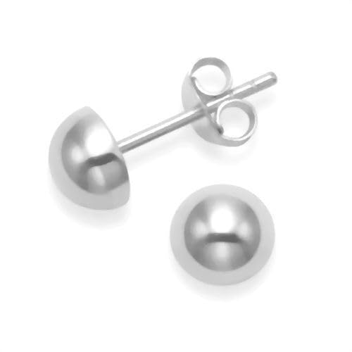 Minoplata Pendientes media bola 8 Mm. de Plata de ley 925 un básico que no puede faltar en el joyero de una mujer elegante, también preciosos para niñas