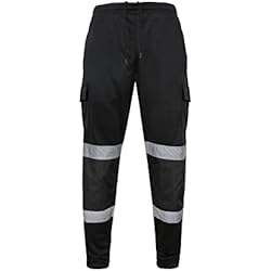 Ropa De Trabajo Negra LIZZIE JACOBS Pantalones de chándal para hombre, de alta visibilidad, de forro polar, de alta visibilidad, para combate, ropa de trabajo, Negro, 34-37
