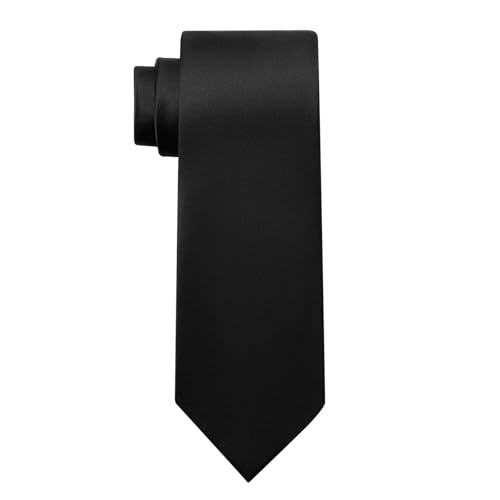 KOOELLE Men’s Ties Solid Pure Color Plain Neckties Formal Black Ties For Men
