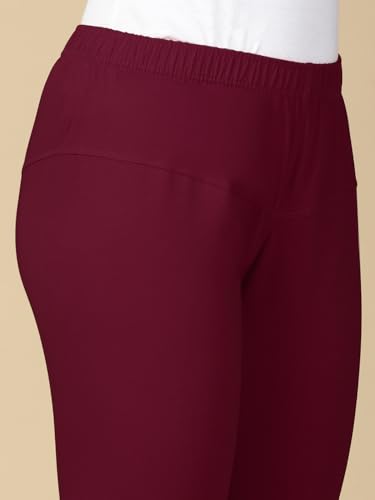 Image of Lux Cozi PYNK Solid Premium Cotton Lycra Churidar Leggings for Women | Regular Fit Elastic Waist Full Length Women Leggings | Free Size