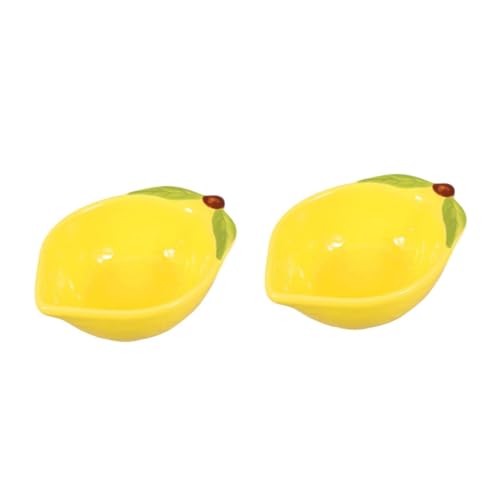 Cabilock 2 Piezas Plato Cerámico Decorativo con Forma de Limón Diseño y Divertido Cuenco para Frutas y Postres para Decoración de Mesa y Uso Cocina