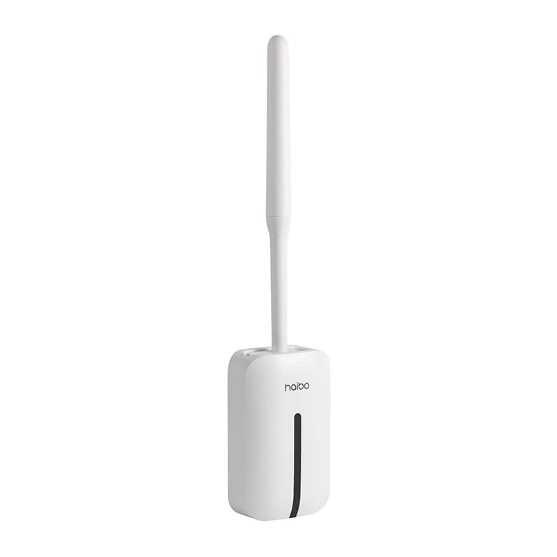 Image of Compact Storage Toilet Brush and Holder Set Plunger,Bathroom Accessory Toilet Cleaning Brush, Ergonomic Handle, Deep Cleaning Toilet Bowl Brush Holder, with Hook for Wall Mounting, White