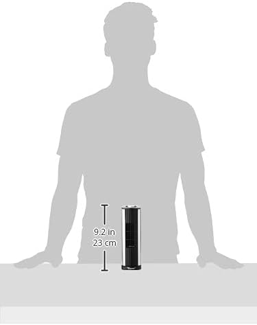 Dimensions of Toyomi TW 66 Mini Desk Tower Fan, showing 9.2 inches or 23 cm height