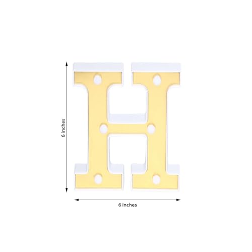 Image of Efavormart 6 inch Gold Marquee Letter H, Mirror Front Warm White LED Light Up 3D Sign, Battery Operated 72H Glow for Wedding Party & Wall Decor