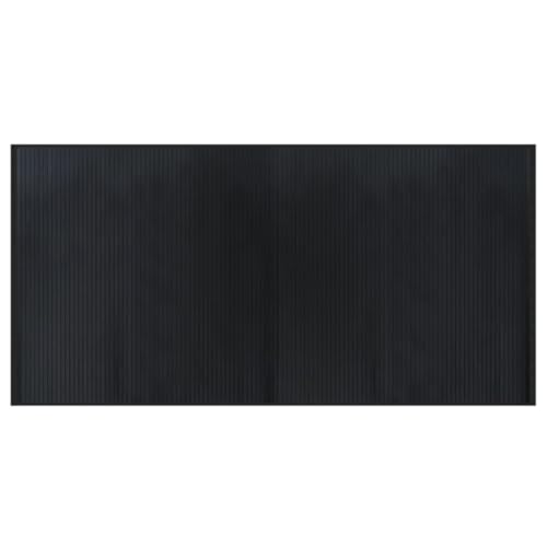 vidaXL Teppich, Bambusteppich Rechteckig, Bambusmatte rutschfest für Wohnzimmer, Läufer Küchenteppich Flurteppich, Modern, Schwarz 100x200cm Bambus