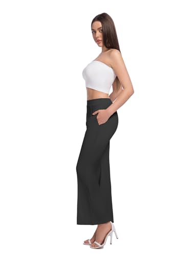 Women Wide Leg Pants Work Talk High Waist Stretchy Business Casual Pants with Pockets2