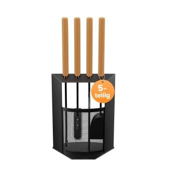 Kaminbesteck BLACK OAK Davos | Metall | schwarz | 5-teilig