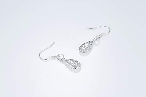 Aichva Sterling Silver Filigree Hollowed Dangle Drop Earrings Women's Fashion Jewellery