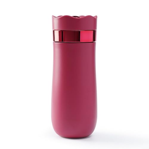 Yuanpgky Cafetière portable avec isolation sous vide à double paroi en acier inoxydable pour voyage, rétention thermique de 8 heures, couvercle verrouillable anti-fuite, antidérapant (rouge)