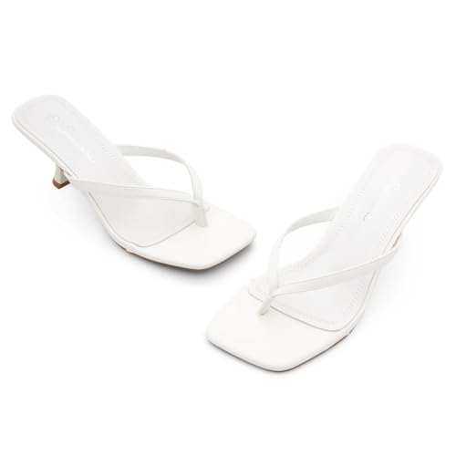 Shoe Land Kitten Heels for Women | Flip Flop Low Heels Thong Sandals | 2.75 Inch Stiletto Heeled Slides | Square Open Toe Slip-On Dressy Sandals for Summer | 2025 Trendy2