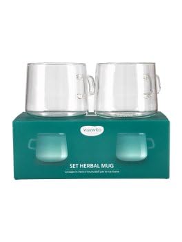 artigiano Neavita Set Herbal Mug Set da 2 Tazze in Vetro 300ml