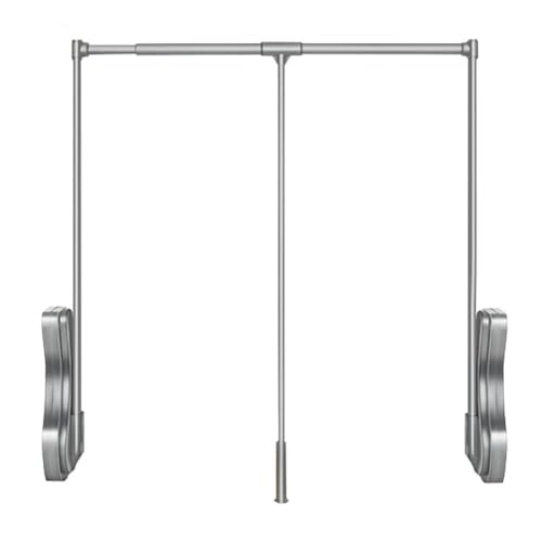 Tringle de penderie rabattable largeur réglable butée bidirectionnelle gris