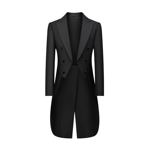 Men's Tailcoat Blazer Prom Business Double Breasted Buttons Swallow-Tailed Suit Coat